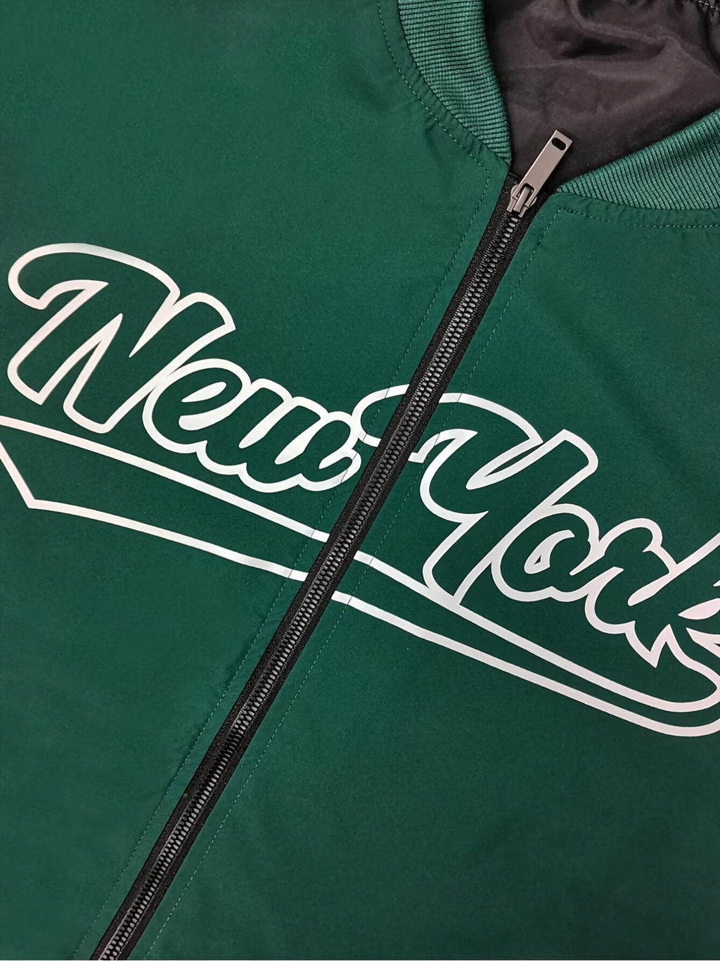 Men's Casual New York Letter Print Jacket
